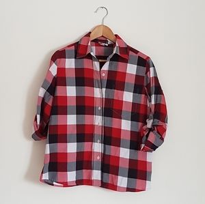 Alia Sport Plaid Long Sleeve Button Down Shirt